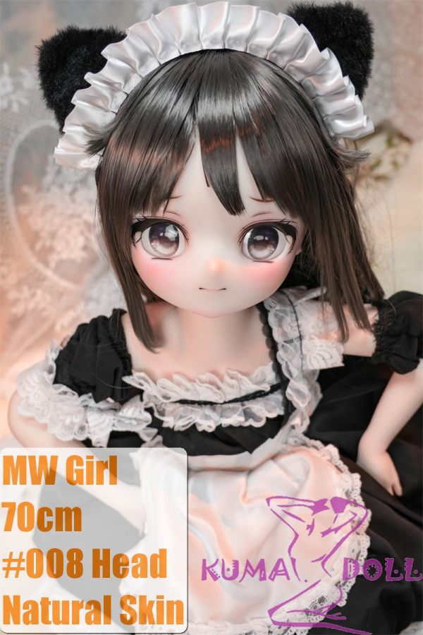 MW Girl Anime Sex Doll 70cm #008 Head – Black-Haired Mini Doll in Cute Maid Outfit