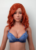 Lusandy Doll Full Silicone Heidi Head 165cm D-cup Sex Doll with Body Make-up with Glasses & Red Hair Hot Nerd Look