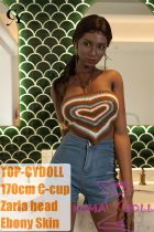 TOP-CYDOLL 170cm D-Cup Zaria Head Full Silicone Doll in Hand-Knit Tube Top and Jeans