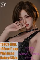 TOP-CYDOLL 168cm F-Cup Wan Head Full Silicone Doll in Black Bodysuit