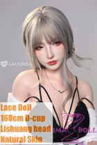 LACE DOLL 168cm D-cup 黎霜(Lishuang) Head Sex Doll Body Material Customizable with Red Hair in Black & White Dress
