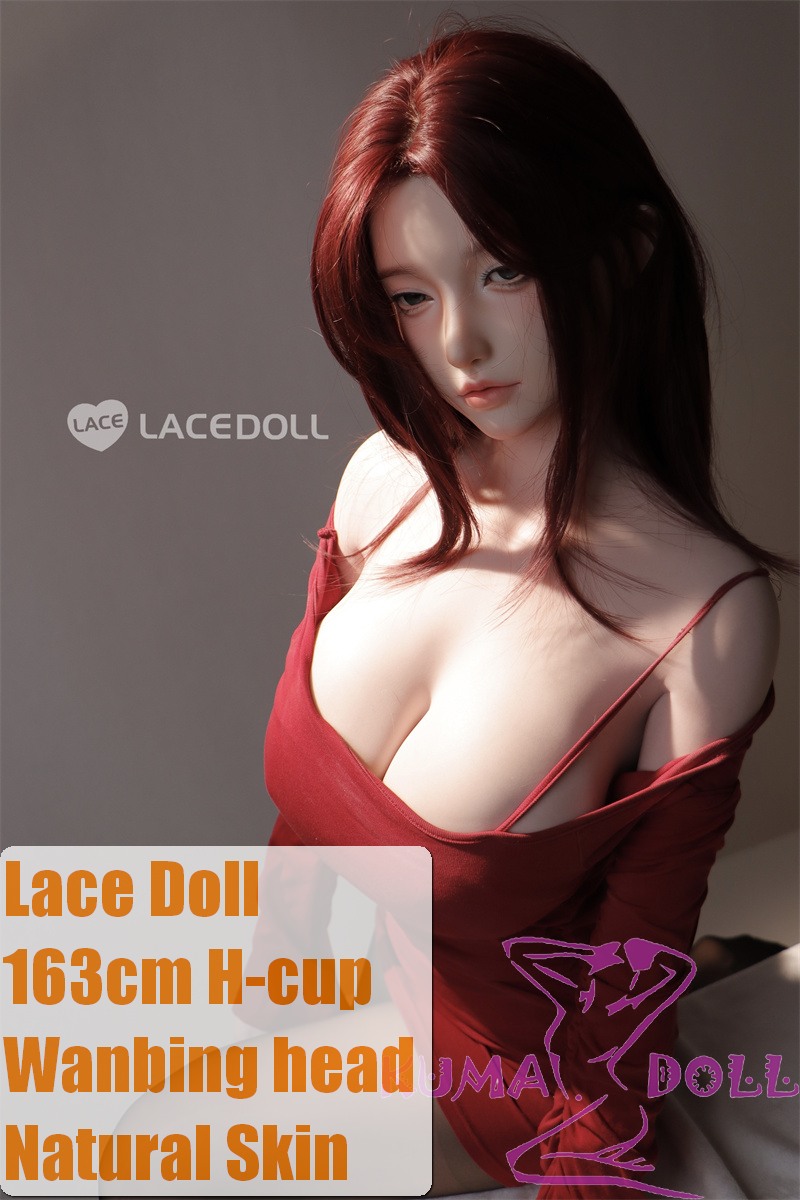 LACE DOLL 163cm H-cup 晚冰(Wanbing) Head Sex Doll Body Material Customizable with Red Hair in Red Tight Dress