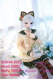 Guavadoll 160cm C-cup DM02 Head Ful PVC Doll 1:1 Life Size BJD Sex Doll White Hair Forest Girl Look with Cat Ears