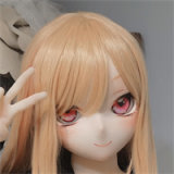 GUAVADOLL Anime Sex Doll Soft Vinyl Head+TPE Body 136cm DM02 Head Blonde Hair, Green Eyes, Red Beret
