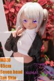 MOZU DOLL 85cm elf doll with tan skin, silver hair, and purple eyes