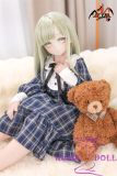 Wakaba Mutsumi cosplay doll in seated pose with lightweight TPE body and green hair