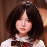 FUDOLL Sex Doll #24 Head with Oral Function 150cm/4ft9 B-cup High-grade Silicone Head +  Silicone Body in Black T-Shirt Live Stream Look