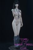 FUDOLL Sex Doll #24 Head with Oral Function 150cm/4ft9 B-cup High-grade Silicone Head +  Silicone Body in Black T-Shirt Live Stream Look