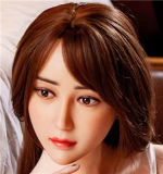 FUDOLL Full Silicone Love Doll 162cm G-cup Anna Head with White Hair, Light Tan Skin