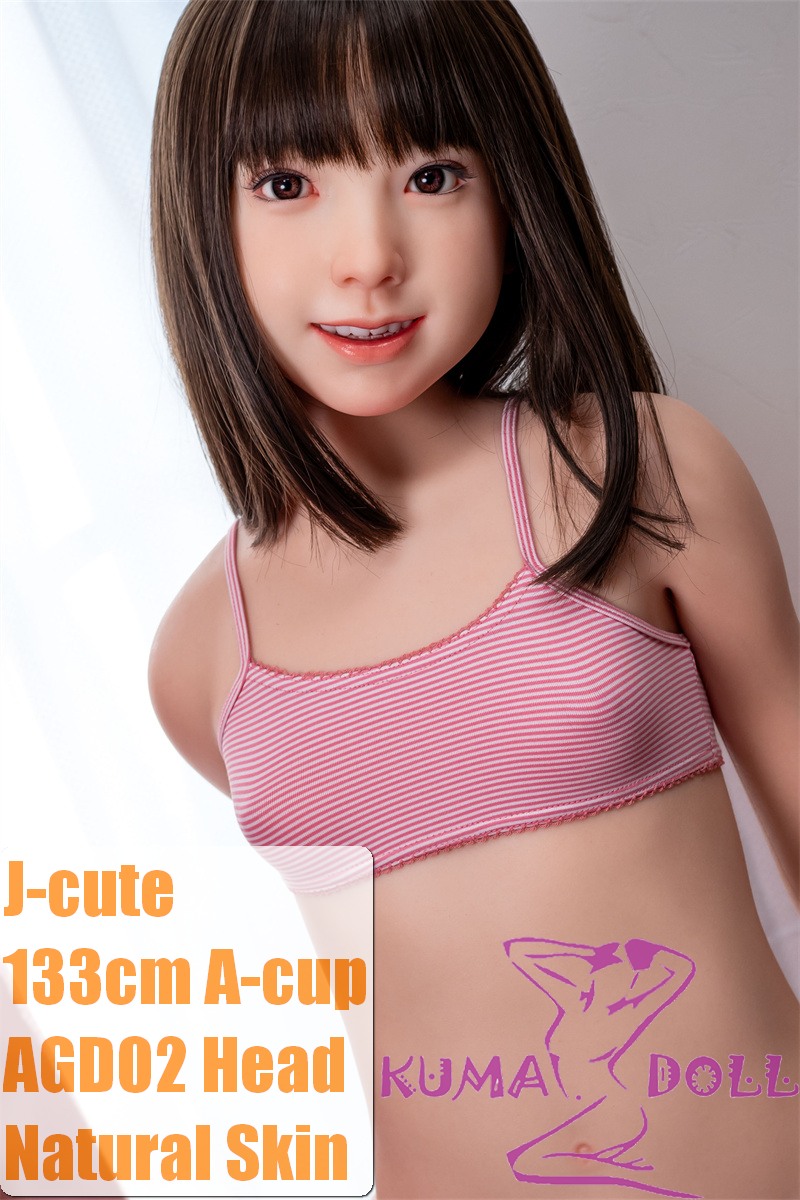 J-cute doll 133cm AA-cup AGD02 head sex doll full silicone material in Red Striped Swimsuit