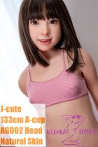 J-cute doll 133cm AA-cup AGD02 head sex doll full silicone material in Red Striped Swimsuit