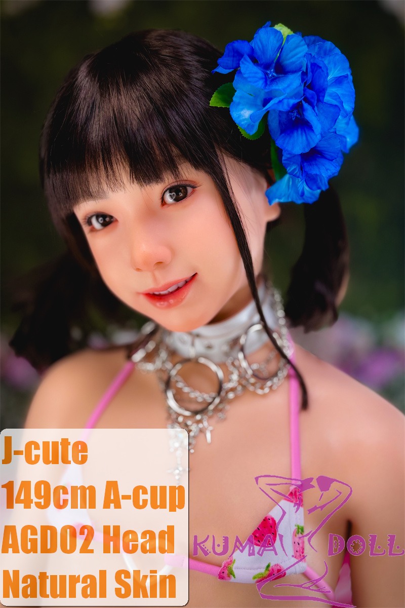 J-cute Doll Full Silicone Sex Doll 149cm/4ft9 A-cup with Silicone Head AGD02 with New Body Makeup in Strawberry Bikini