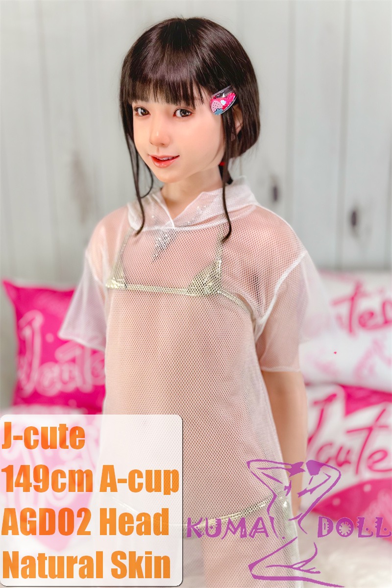 J-cute Doll Full Silicone Sex Doll 149cm/4ft9 A-cup with Silicone Head AGD02 with New Body Makeup in Golden Bikini
