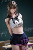 Firefly Diary 162cm A-cup Lian Head Full Silicone Sex Doll With Body Make-up Sexy Schoolgirl Outfit
