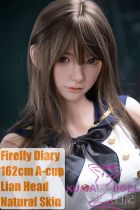 Firefly Diary 162cm A-cup Lian Head Full Silicone Sex Doll With Body Make-up Sexy Schoolgirl Outfit