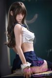 Firefly Diary 162cm A-cup Lian Head Full Silicone Sex Doll With Body Make-up Sexy Schoolgirl Outfit