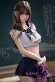 Firefly Diary 162cm A-cup Lian Head Full Silicone Sex Doll With Body Make-up Sexy Schoolgirl Outfit