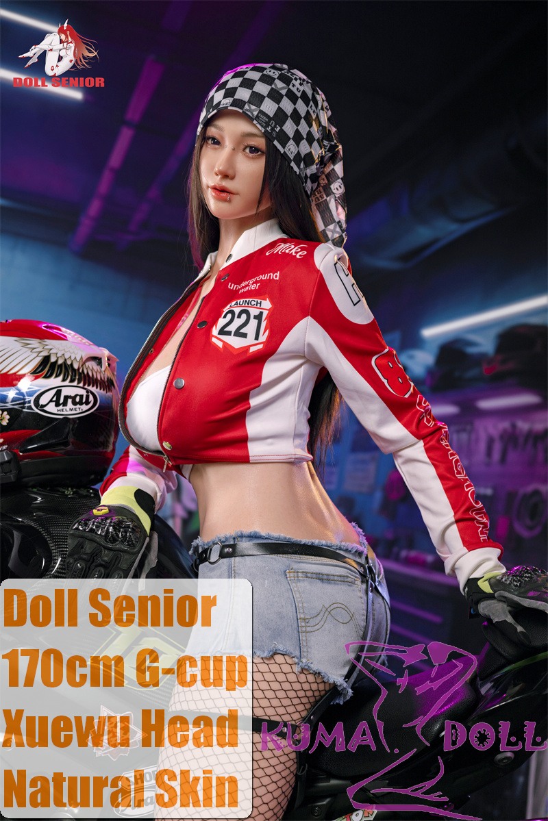 Doll Senior Xuewu Head 170cm G-cup Full Silicone Sex Doll with Body Make-up Motorcycle Suit & Biker Style