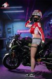 Doll Senior Xuewu Head 170cm G-cup Full Silicone Sex Doll with Body Make-up Motorcycle Suit & Biker Style