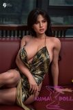 Gynoid No.21R 164cm E-Cup Silicone Sex Doll Gina Head Deluxe/Basic in Gold Spaghetti Strap Dress