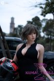163cm E-cup realistic sex doll riding a motorbike in tight black outfit