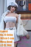Gynoid No.20R 163cm E-cup silicone sex doll with Mona head in white fur coat