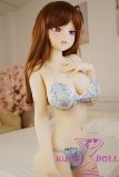 Irokebijin S-TPE Sex Doll 148cm F-cup Anna Head with Brown Hair in Blue Embroidered Lingerie
