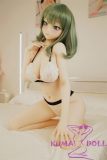 Irokebijin S-TPE Sex Doll 148cm F-cup Akane Head with Green Hair in White Lingerie