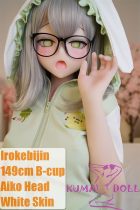 Irokebijin S-TPE Sex Doll 149cm B-cup Aiko Head with Gray Hair in Green Hoodie
