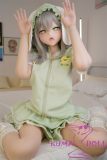 Irokebijin sex doll in relaxed pose wearing oversized green hoodie