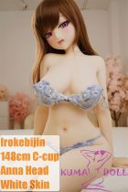 Irokebijin S-TPE Sex Doll 148cm C-cup Anna Head with Brown Hair in Blue Embroidered Lingerie