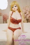 Irokebijin anime sex doll wearing orange lace bra and panties