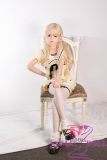 SHEDOLL 148cm D Cup Aileen Head Full Silicone – Blonde Lolita Style Love Doll in White Thigh Highs