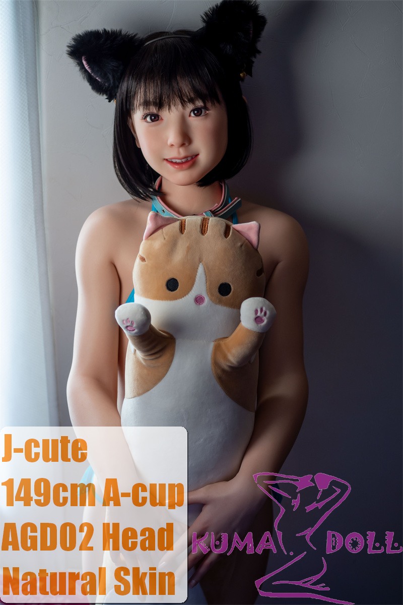 J-cute Doll Full Silicone Sex Doll 149cm/4ft9 A-cup with Silicone Head AGD02 with New Body Makeup in Blue Swimsuit