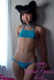 J-cute Doll Full Silicone Sex Doll 149cm/4ft9 A-cup with Silicone Head AGD02 with New Body Makeup in Blue Swimsuit