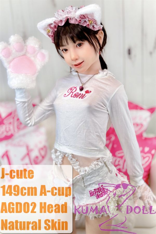 J-cute Doll Full Silicone Sex Doll 149cm/4ft9 A-cup with Silicone Head AGD02 with New Body Makeup Cute Catgirl with Ears and Paws