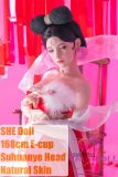 SheDoll Suhuangye 168cm silicone sex doll with custom Su Daji cosplay makeup wearing a seductive outfit

