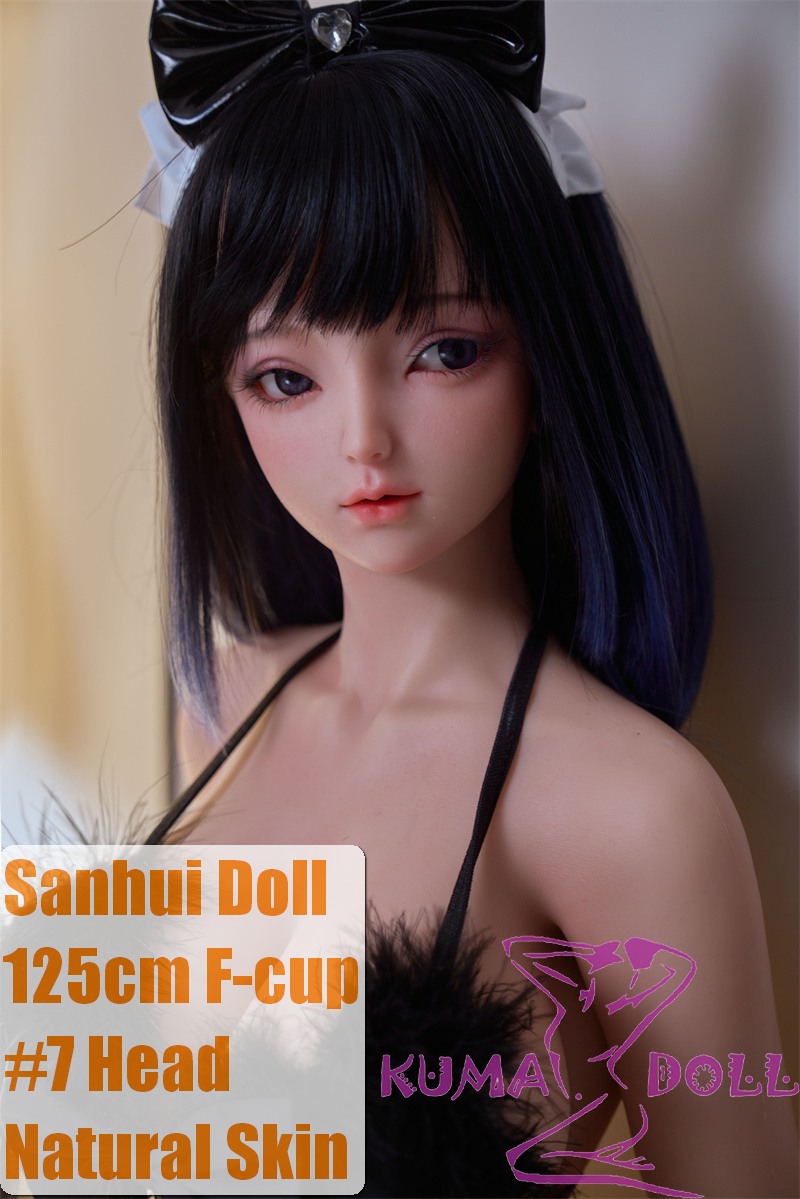 Sanhui Doll 【Adjustable Eyes】125cm F-cup #7 Head Silicone Sex Doll Real Skin Series in Black Lingerie