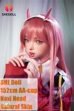 SHEDOLL 152cm AA-Cup full silicone doll with Nanxi head in Zero Two cosplay outfit