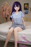Realistic small S-TPE love doll with E-cup body and schoolgirl outfit