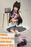 FUDOLL 136cm A-cup sex doll with silicone head in schoolgirl outfit
