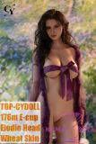 TOP-CYDOLL 176cm full silicone doll with Elodie head and purple bow lingerie