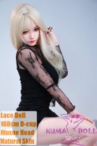LACE DOLL 168cm D Cup Muxue Head Silicone Blonde Mature Love Doll in Black Sheer Bodycon Dress – Beautiful and Elegant