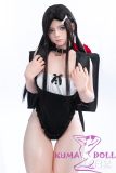 Elegant anime-style Liuli head silicone love doll with black outfit