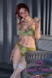Full-body view of Sanhui doll sitting in drinking pose