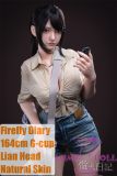 Front view of Firefly Diary 164cm G-cup Lian Head silicone doll in adventurer outfit