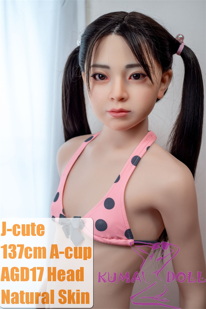 J-cute doll 137cm A-cup AGD17 head sex doll full silicone material in Pink Biniki