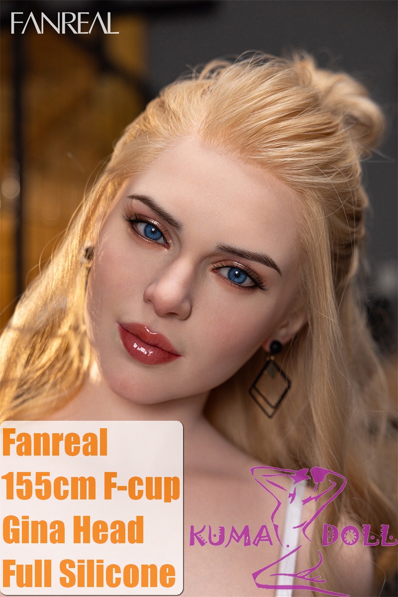 FANREAL 155cm/5ft1 F-Cup Gina Head Full Size Lifelike Silicone Sex Doll with Real Skin Texture Blonde Beauty