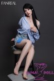 FANREAL 155cm/5ft1 F-Cup Kimmy ROS Head Full Size Lifelike Silicone Sex Doll with Real Skin Texture in Blue Shrit