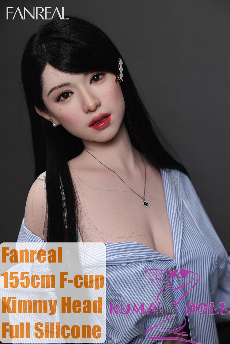 FANREAL 155cm/5ft1 F-Cup Kimmy ROS Head Full Size Lifelike Silicone Sex Doll with Real Skin Texture in Blue Shrit